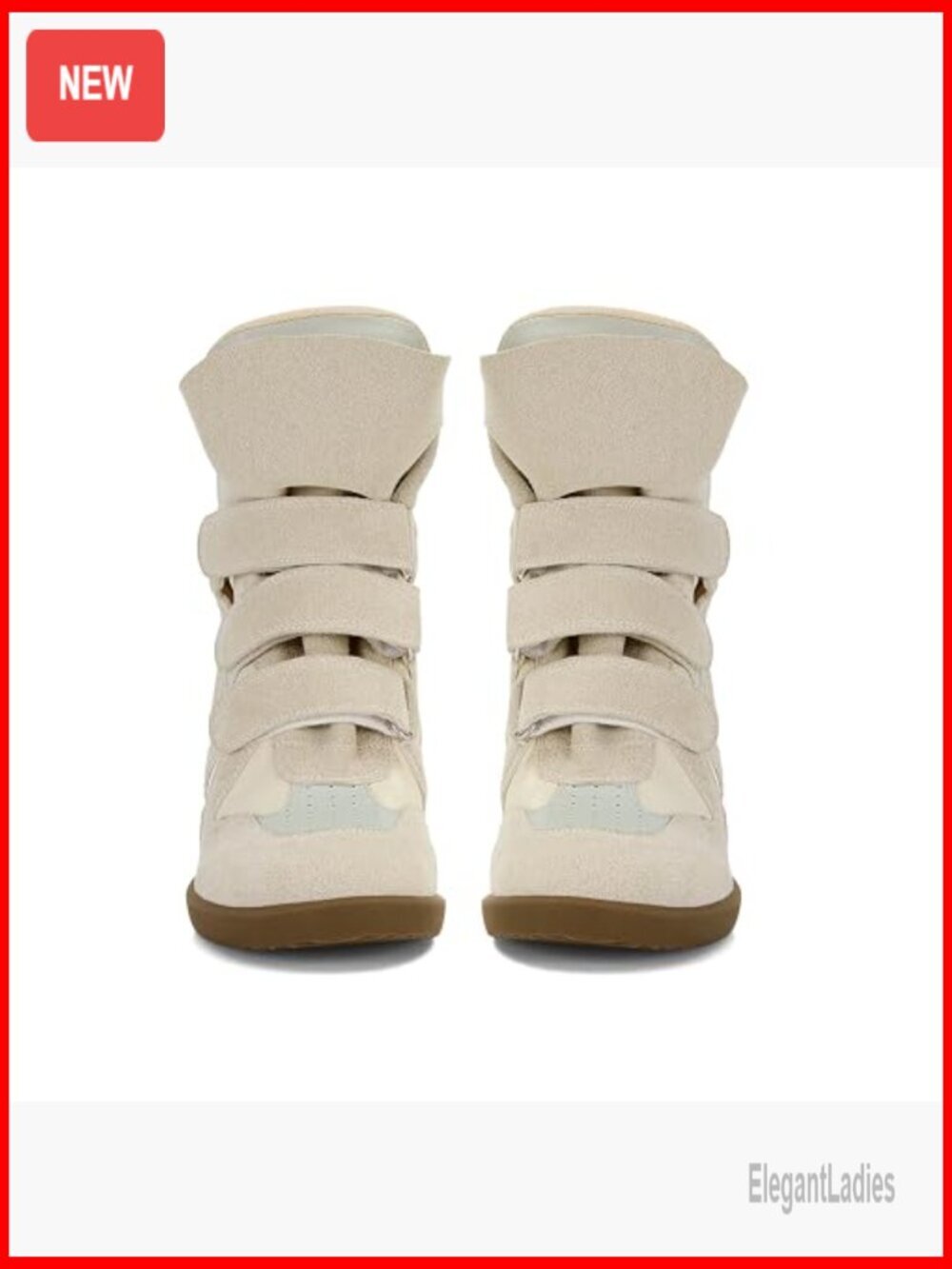 Wedge Sneakers with Hook Loop Closure, Faux Suede, Size 5 - Picture 5 of 7